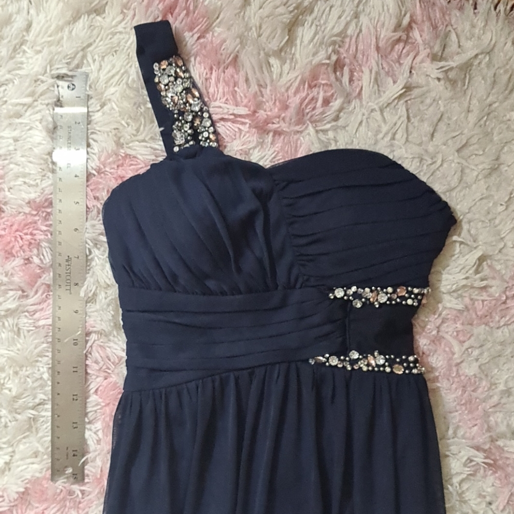 Asos one shoulder navy dress